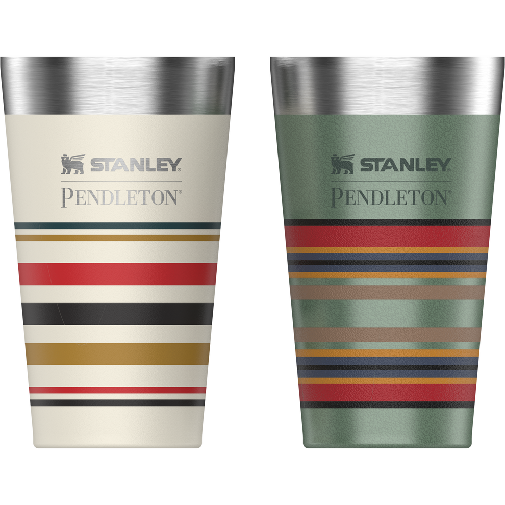 Stanley 1913 Pendleton Yakima Camp Stripe + Multi- National Park Stripe Pint 2 Pack Stacking Pint Set   2 x 0.47L in Yakima Camp Stripe and National Park Stripes