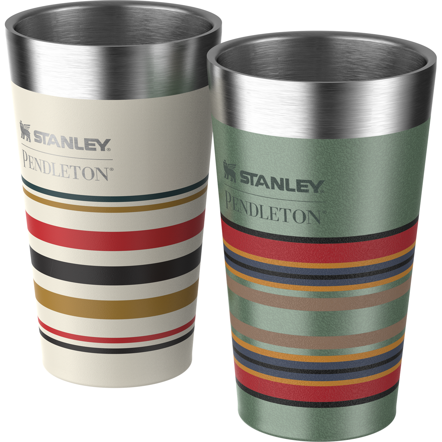 Stanley 1913 Pendleton Yakima Camp Stripe + Multi- National Park Stripe Pint 2 Pack Stacking Pint Set   2 x 0.47L in Yakima Camp Stripe and National Park Stripes | View 2