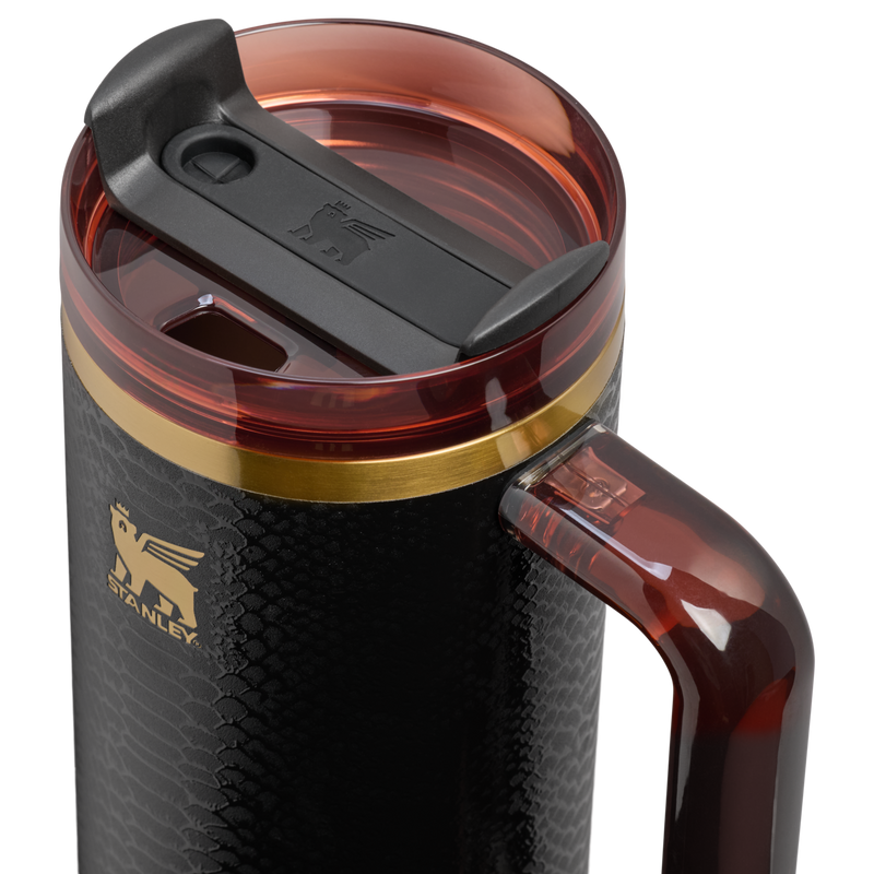 Stanley 1913 Quencher® Luxe H2.0 FlowState™ Tumbler 0.89L in Black Snakeskin | Lid Detailed View