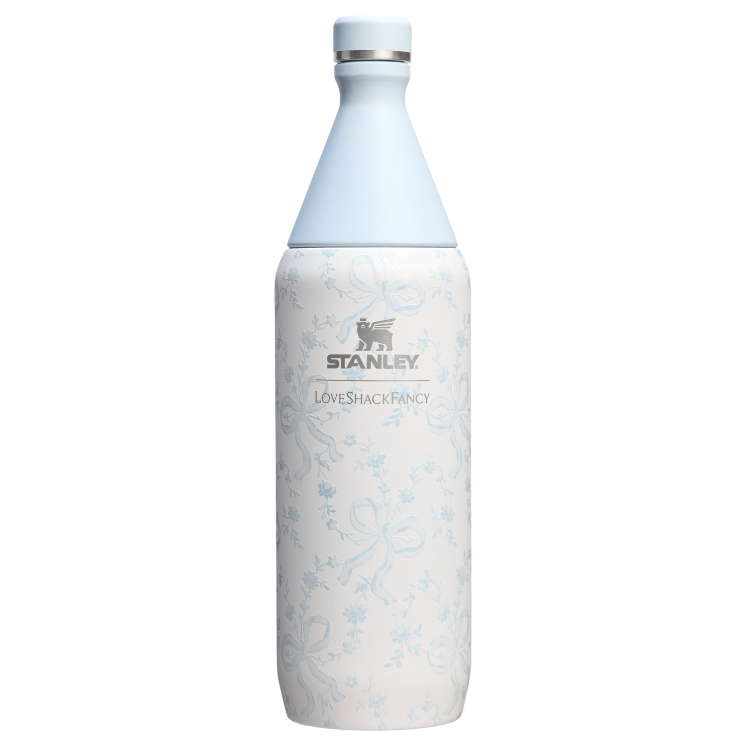 Stanley 1913 Stanley 1913 x LoveShackFancy All Day Slim Bottle 1L in Coquette Bow - Winter Ice | View 1