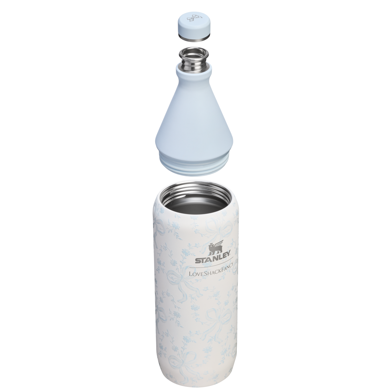 Stanley 1913 Stanley 1913 x LoveShackFancy All Day Slim Bottle 1L in Coquette Bow - Winter Ice | View 2