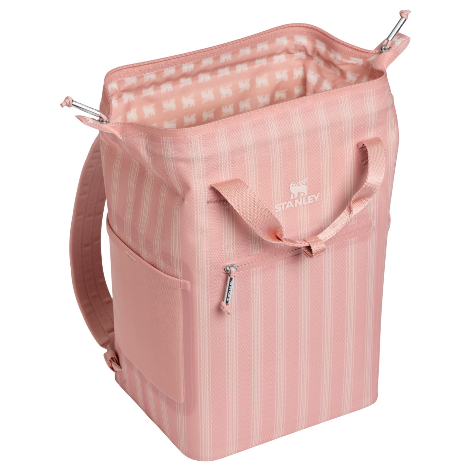 Stanley 1913 Madeleine Mini Backpack Soft Cooler 13.2L in Peach Rose Picnic Stripe | View 1