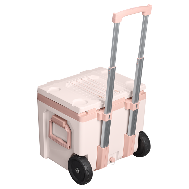 Stanley 1913 Cold-For-Days Wheeled Outdoor Cooler 47.3L in Rose Quartz | Back View