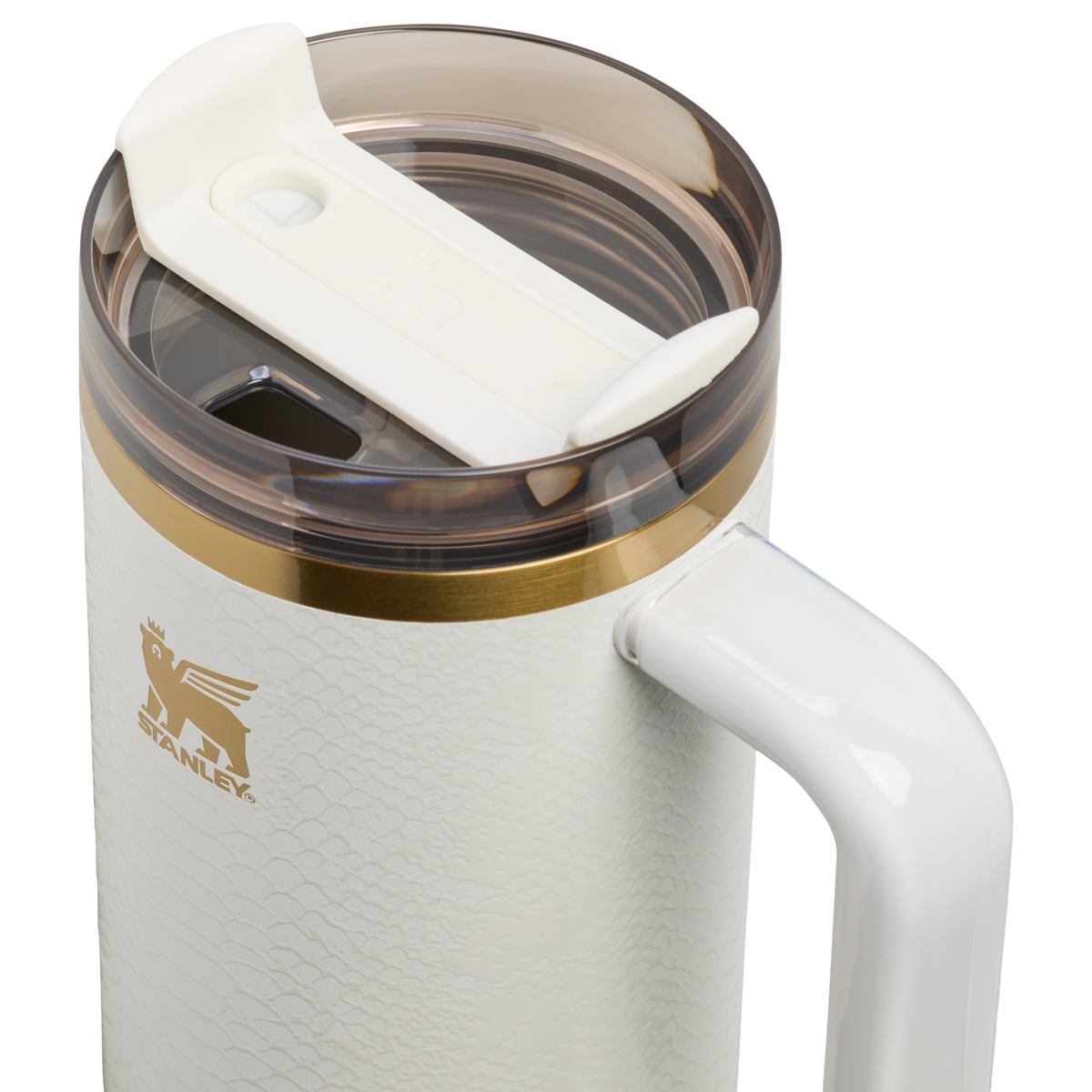 Stanley 1913 Quencher® Luxe H2.0 FlowState™ Tumbler 0.89L in Pale Stone Snakeskin | Lid Detailed View
