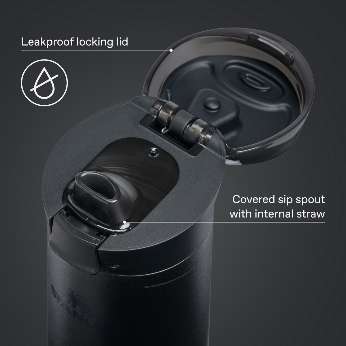Stanley 1913 Flowstate™ Spring Bottle 0.59L in Black 2.0 | Infographic View