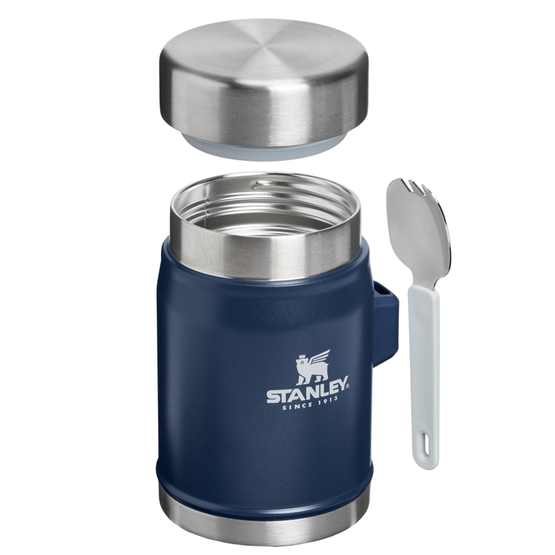 Stanley 1913 Legendary Food Jar + Spork 0.4L in Dark Navy | Cross Section View