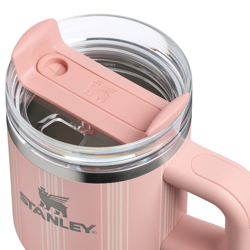 Stanley 1913 Quencher® H2.0 FlowState™ Tumbler 0.59L in Peach Rose Picnic Stripe | Lid Detailed View