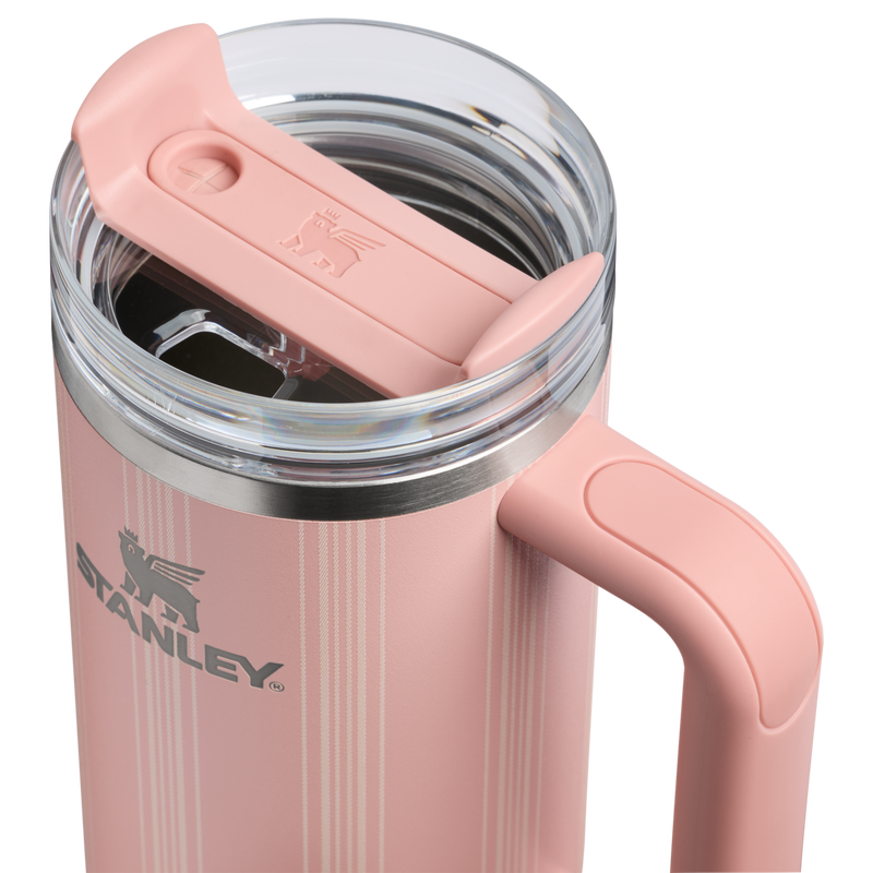 Stanley 1913 Quencher® H2.0 FlowState™ Tumbler 0.89L in Peach Rose Picnic Stripe | Lid Detailed View