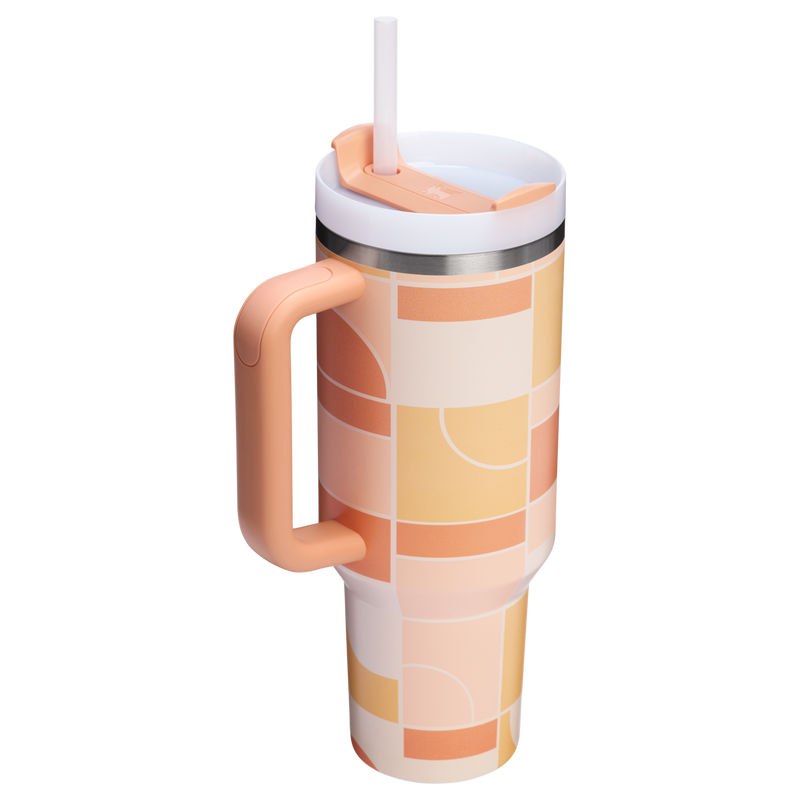 Stanley 1913 Quencher® H2.0 FlowState™ Tumbler 1.18L in Apricot Court Geo | Back View