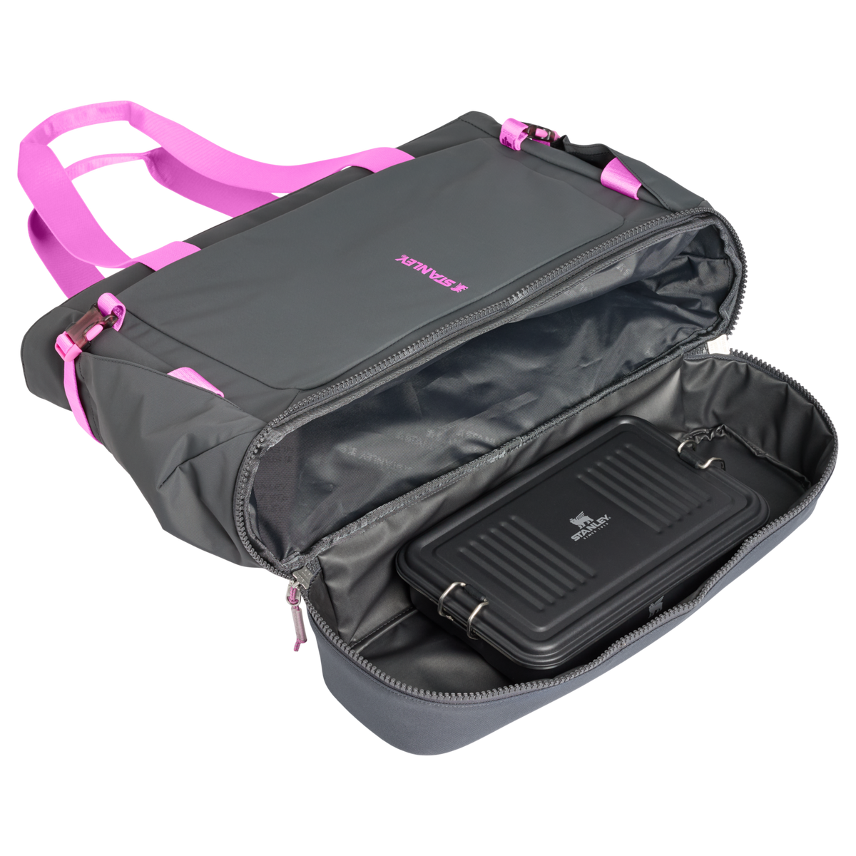 Stanley 1913 Vitalize™ Macro Method Tote 26.1L in Charcoal Hot Pink | Detailed View