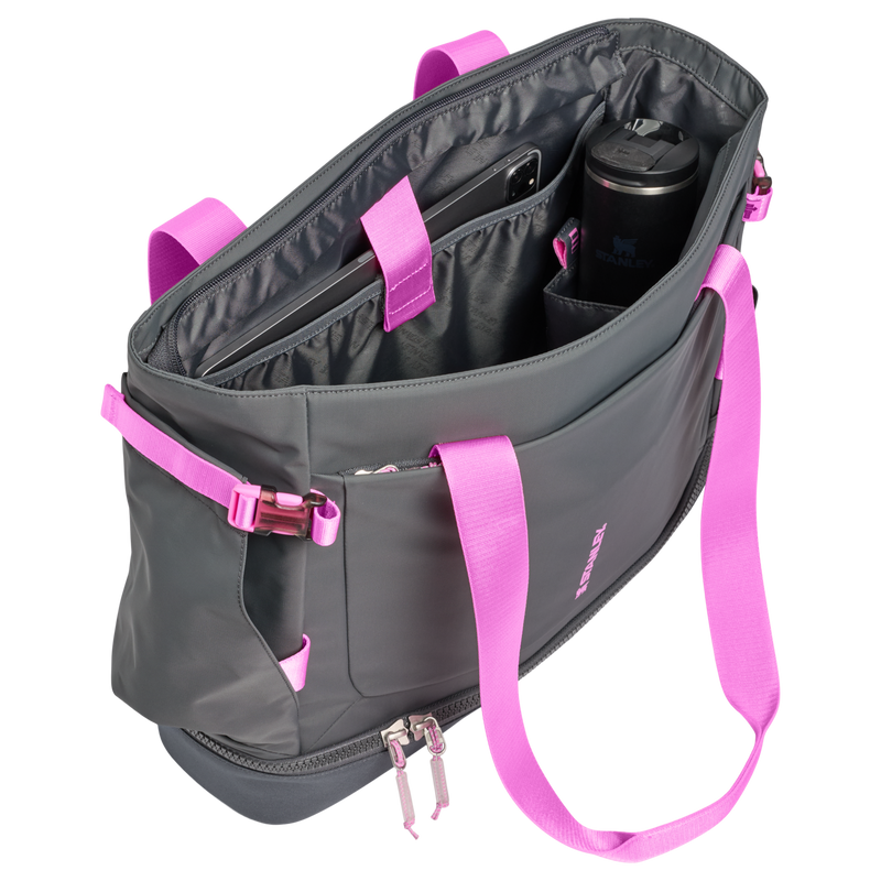 Stanley 1913 Vitalize™ Macro Method Tote 26.1L in Charcoal Hot Pink | Open View