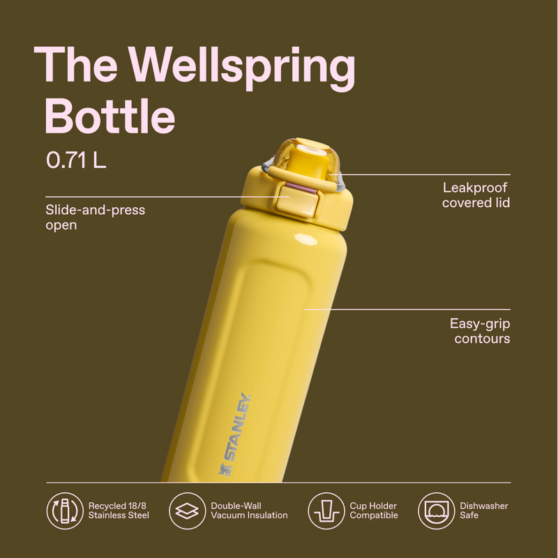 Stanley 1913 Classic Wellspring Bottle 0.71L in Dijon Gloss | Infographic View