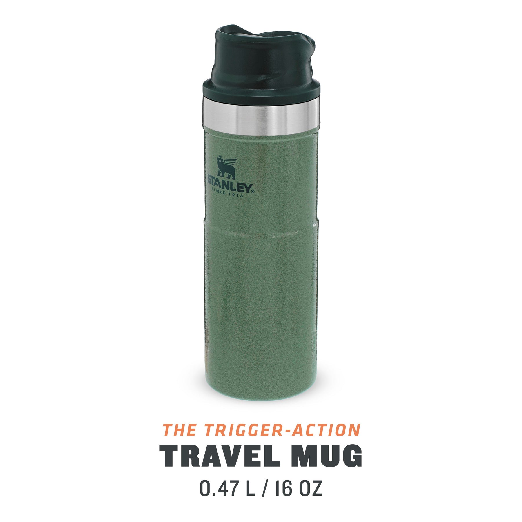  Stanley 10-06439-239 The Trigger-Action Aluminum Travel Mug Ash  16OZ / .47L : Home & Kitchen